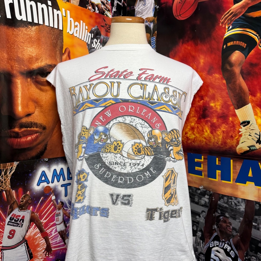 Vintage 90s Delta Bayou Classic New Orleans Superdome Cut Off T-Shirt Mens Sz XL